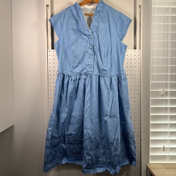 Disney Dresses & Skirts - Disney Parks Dress Womens L? 40" Chest Blue Sleeveless Library Beauty Beast